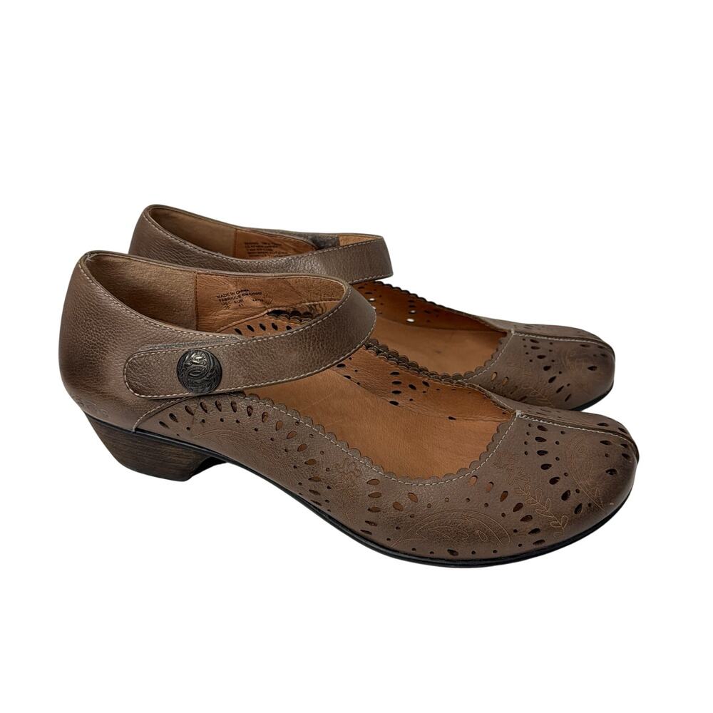 Taos Shoes Womens Size 10 Tango Mary Jane Brown Leather Adjustable Strap Comfort